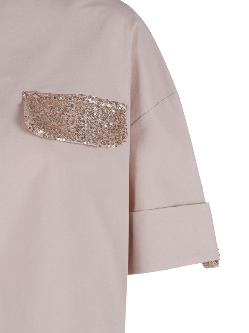 Antonelli Firenze Boxy V Notch Sequined T-Shirt