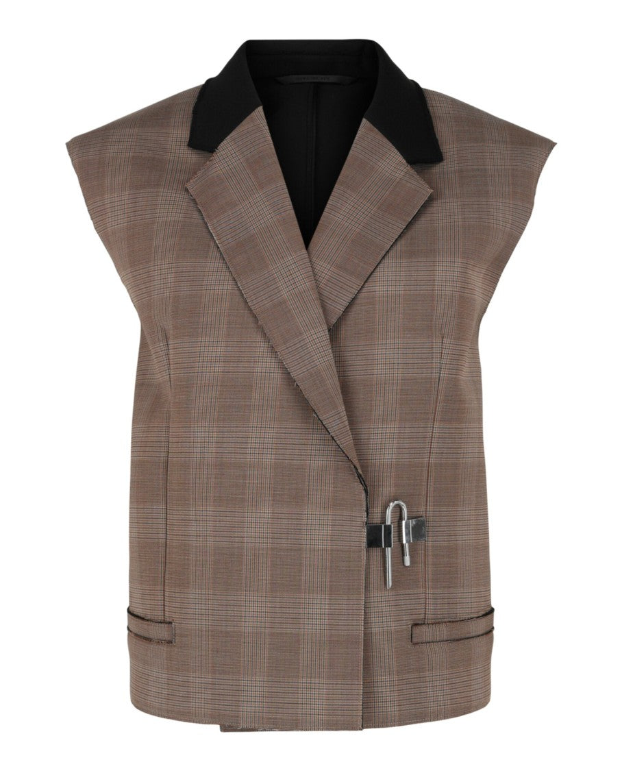 Givenchy Houndstooth Vest With U-Lock Detail