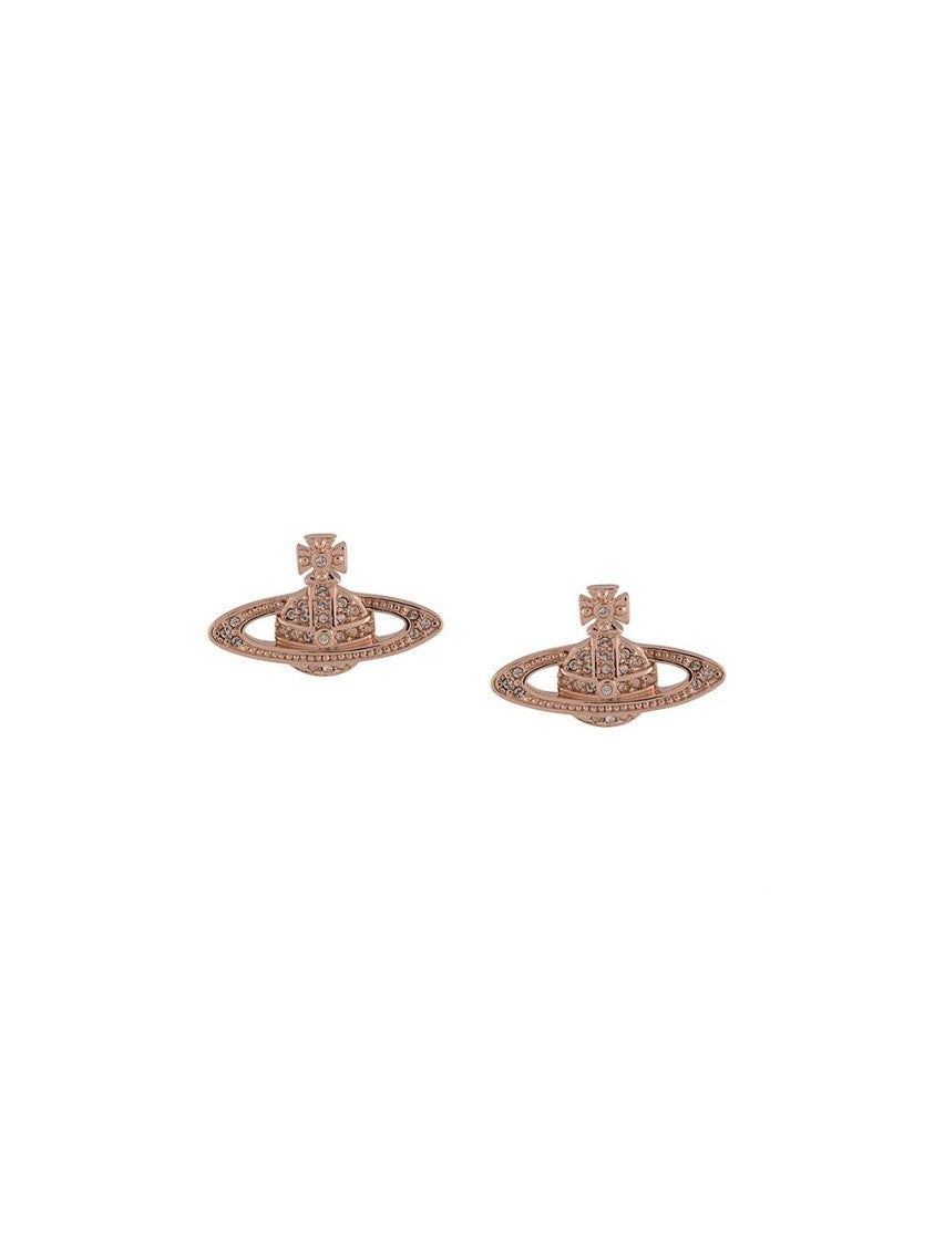 Vivienne Westwood Orb Design Stud Earrings In Pink Gold-Tone Metal