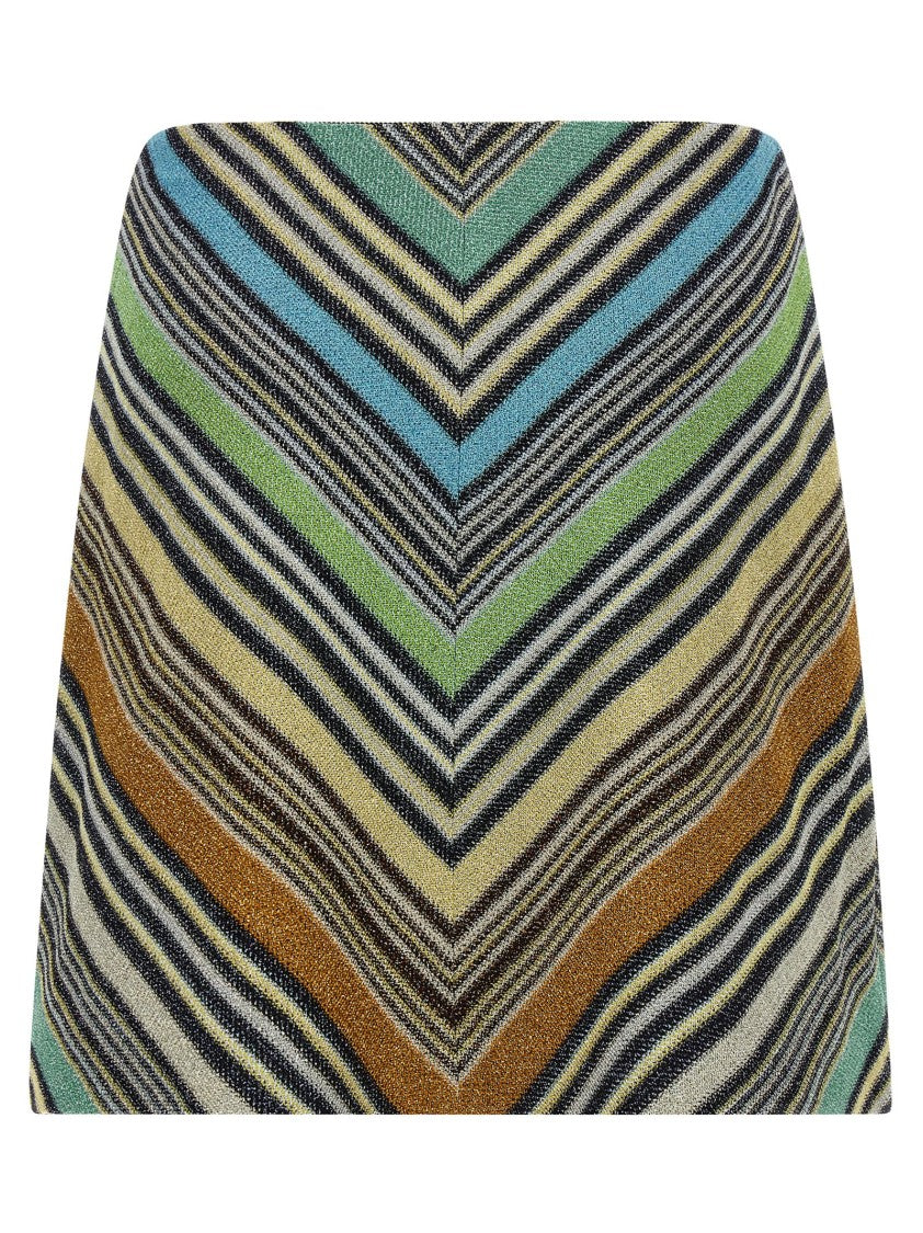 Missoni Geometric Pattern Lamé Viscose Mini Skirt