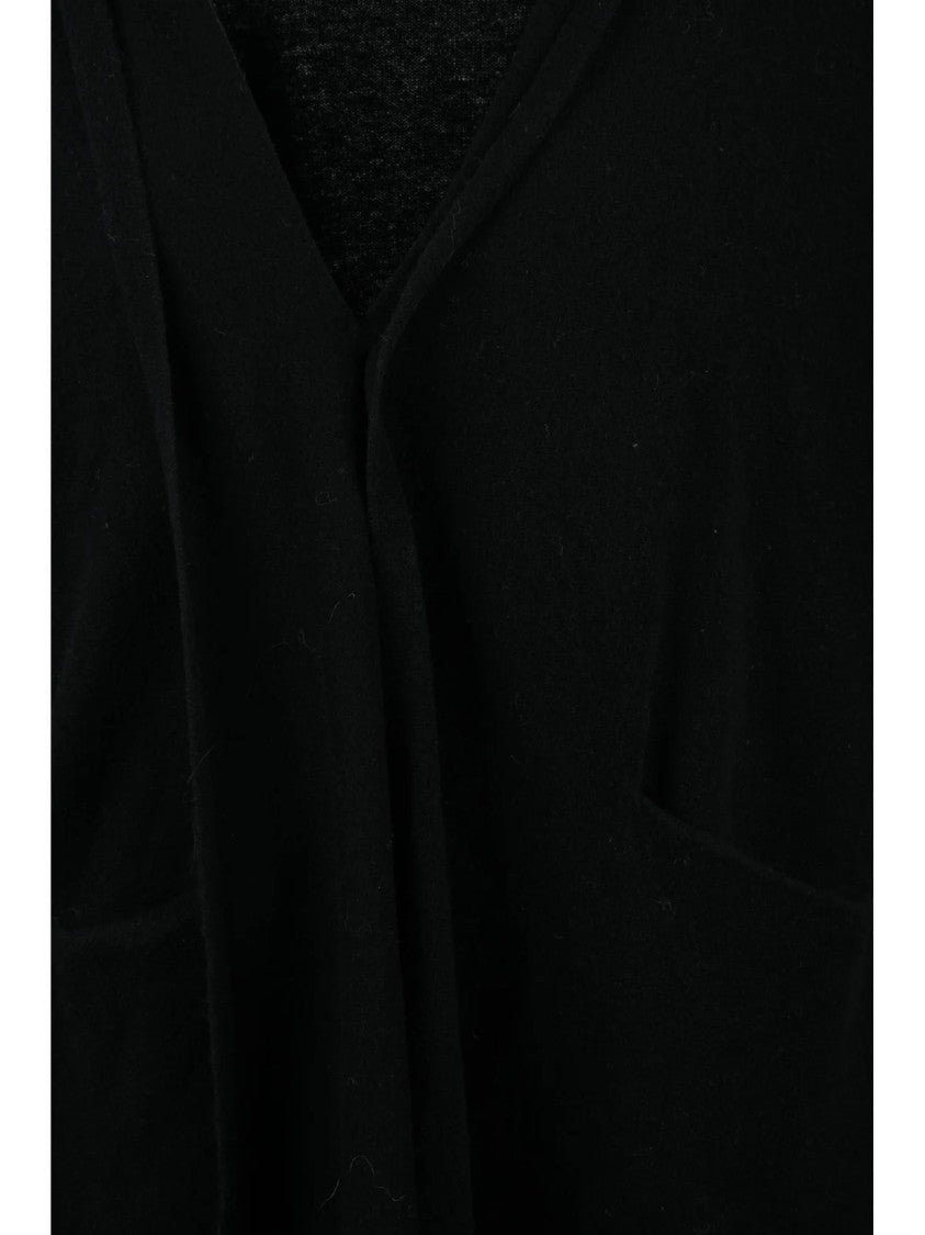 Kaos Black V-Neck Open-Front Wool Cardigan