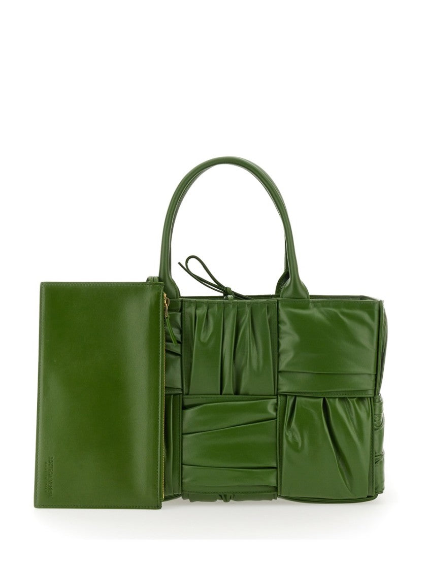 Bottega Veneta Textured Green Calfskin Small Bow Tote Bag