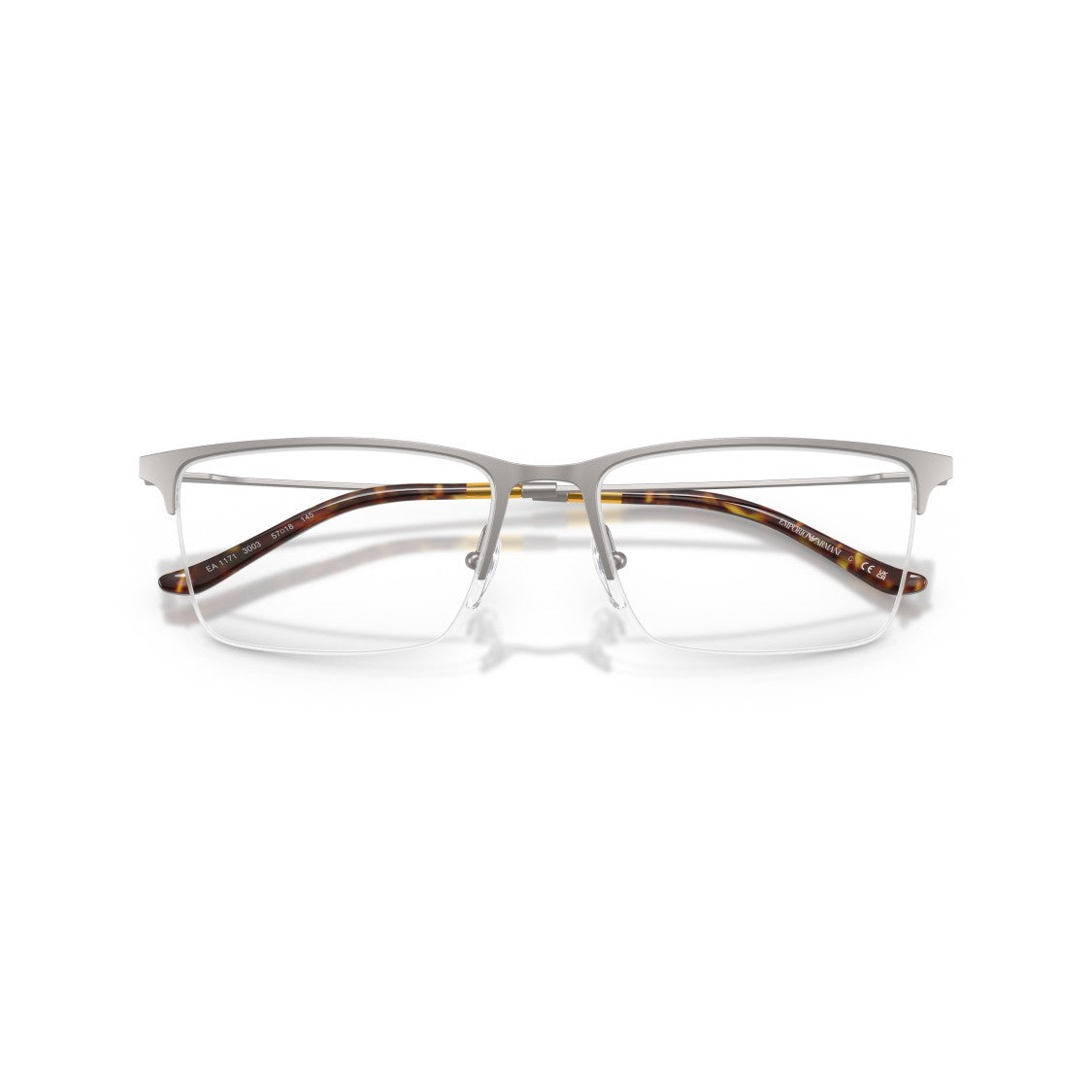 Emporio Armani 0Ea1171 Semi-Rimless Metal Frame Eyeglasses With Tortoiseshell Tips