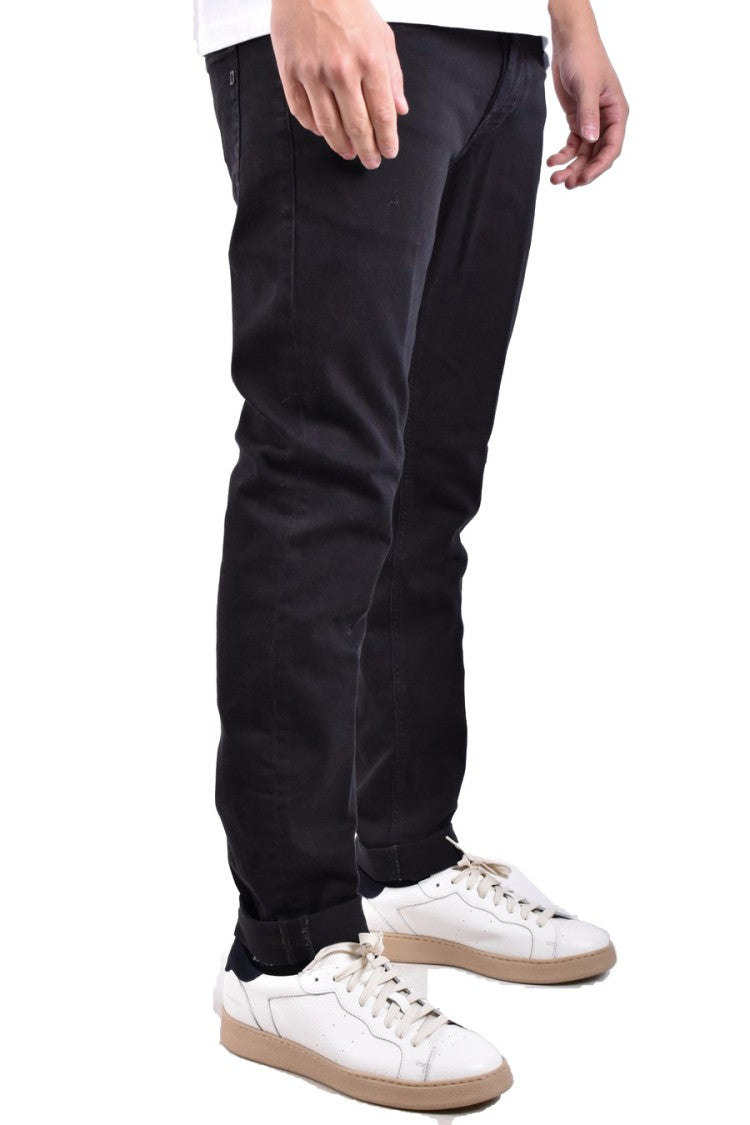 Dondup Black Slim Fit Metal Logo Jeans