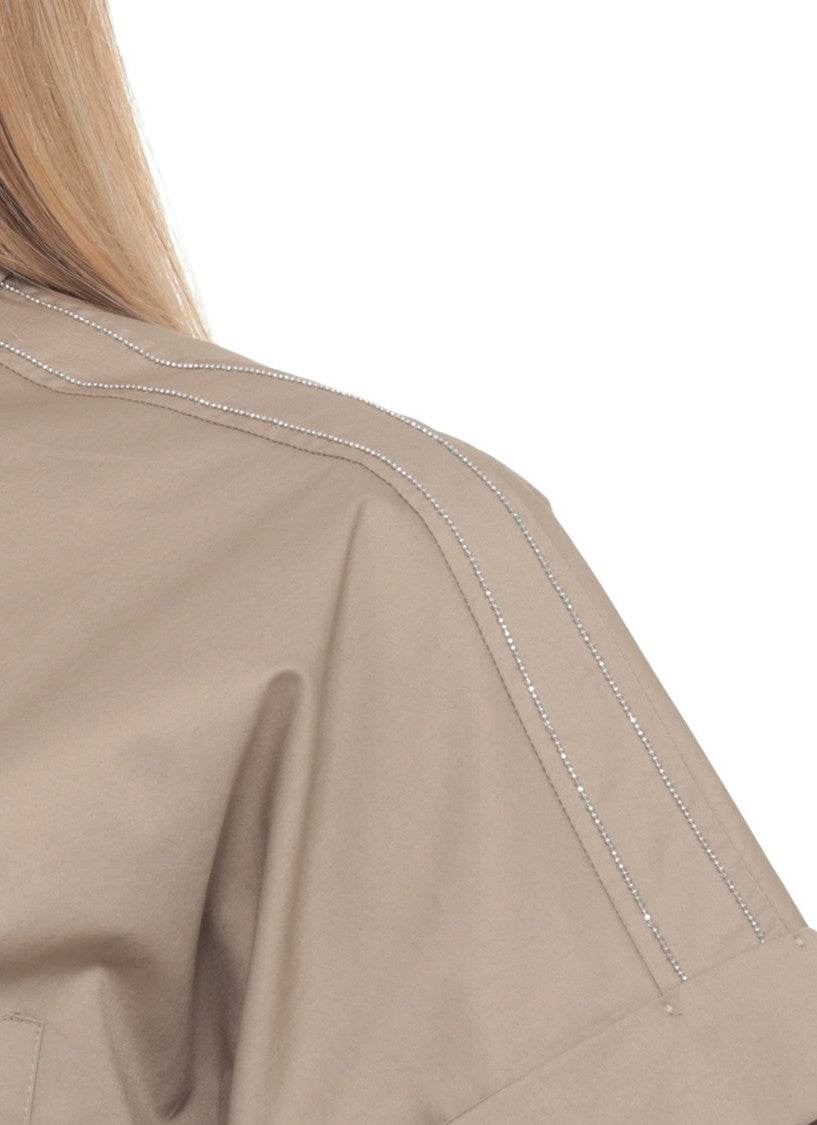 Peserico Green Cotton Embellished Shirt