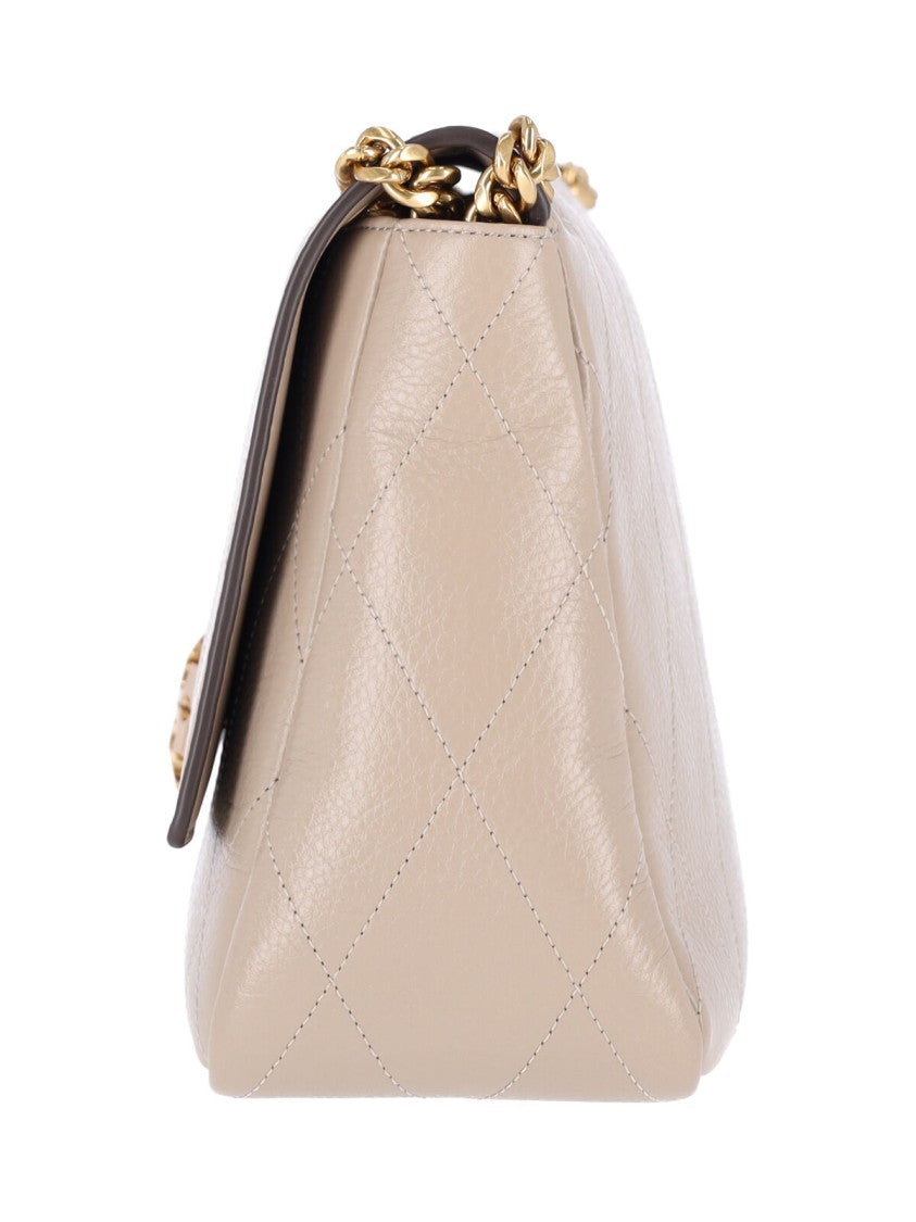 Tory Burch Grey Charlie Calfskin Leather Shoulder Bag