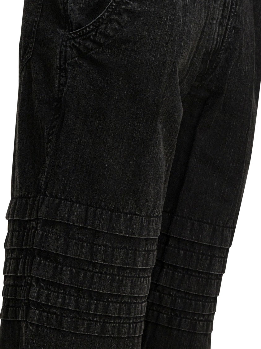 Isabel Marant Étoile High-Waisted Chambray Cotton Pants With Front Snap Closure