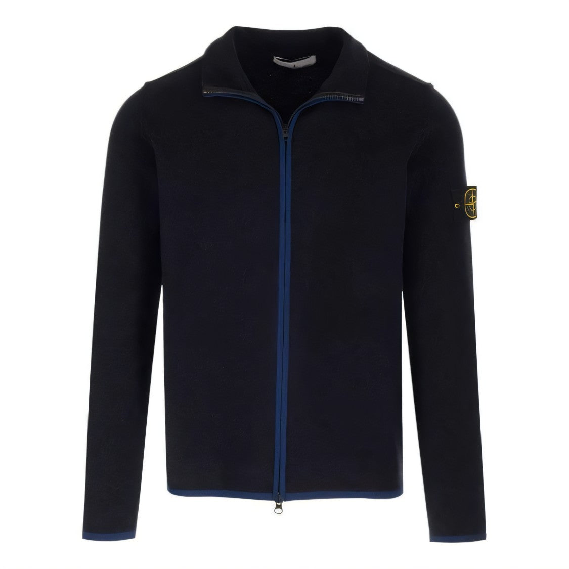 Stone Island Black Jacket With Iconic Logo Patch