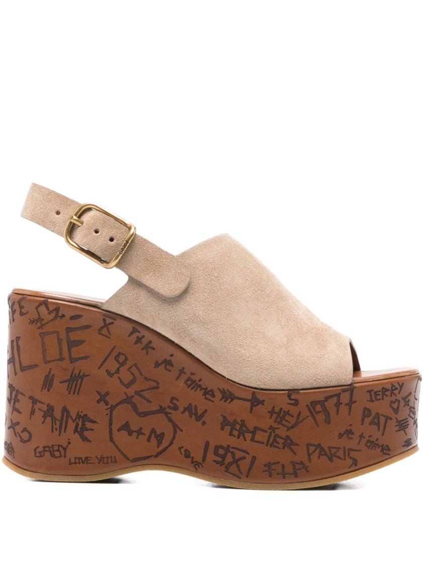 Chloé Beige Suede Platform Flats