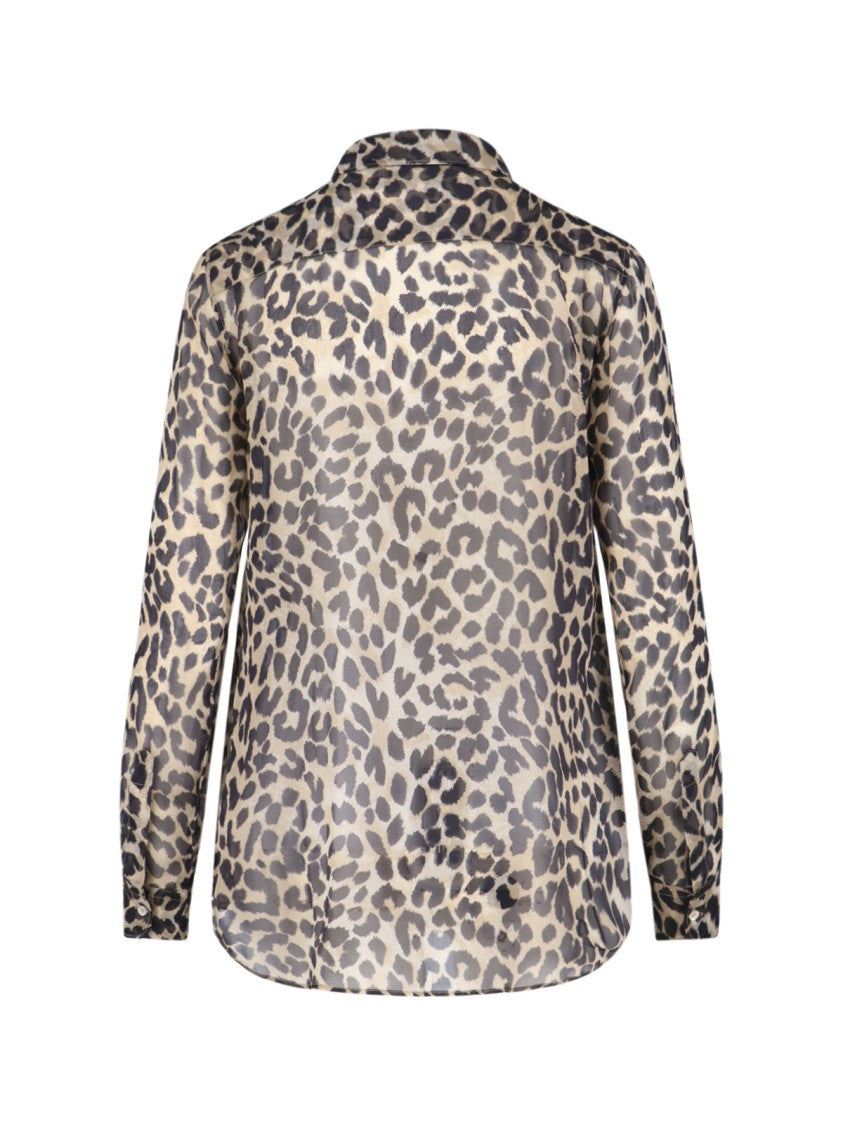 Aspesi Semi-Sheer Animal Print Shirt – Brown