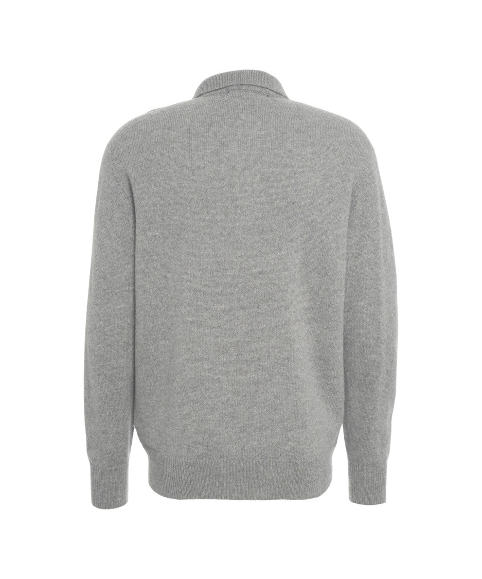 Amaranto Fine Knit Pullover With Classic Polo Collar And Button Placket