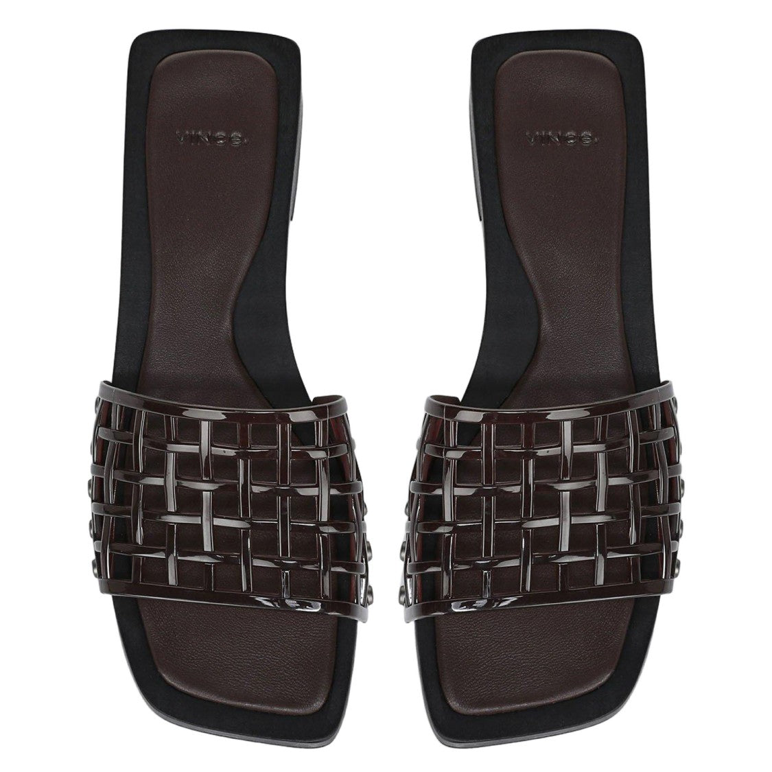 Vince Brown Mesh Sandals With Side Studs