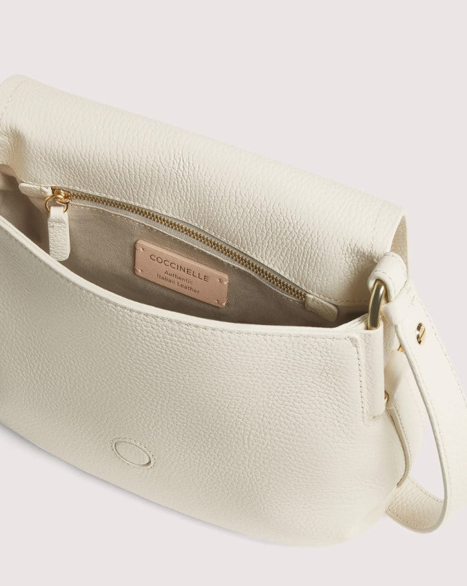 Coccinelle Grained Leather Shoulder Bag With Flap Closure