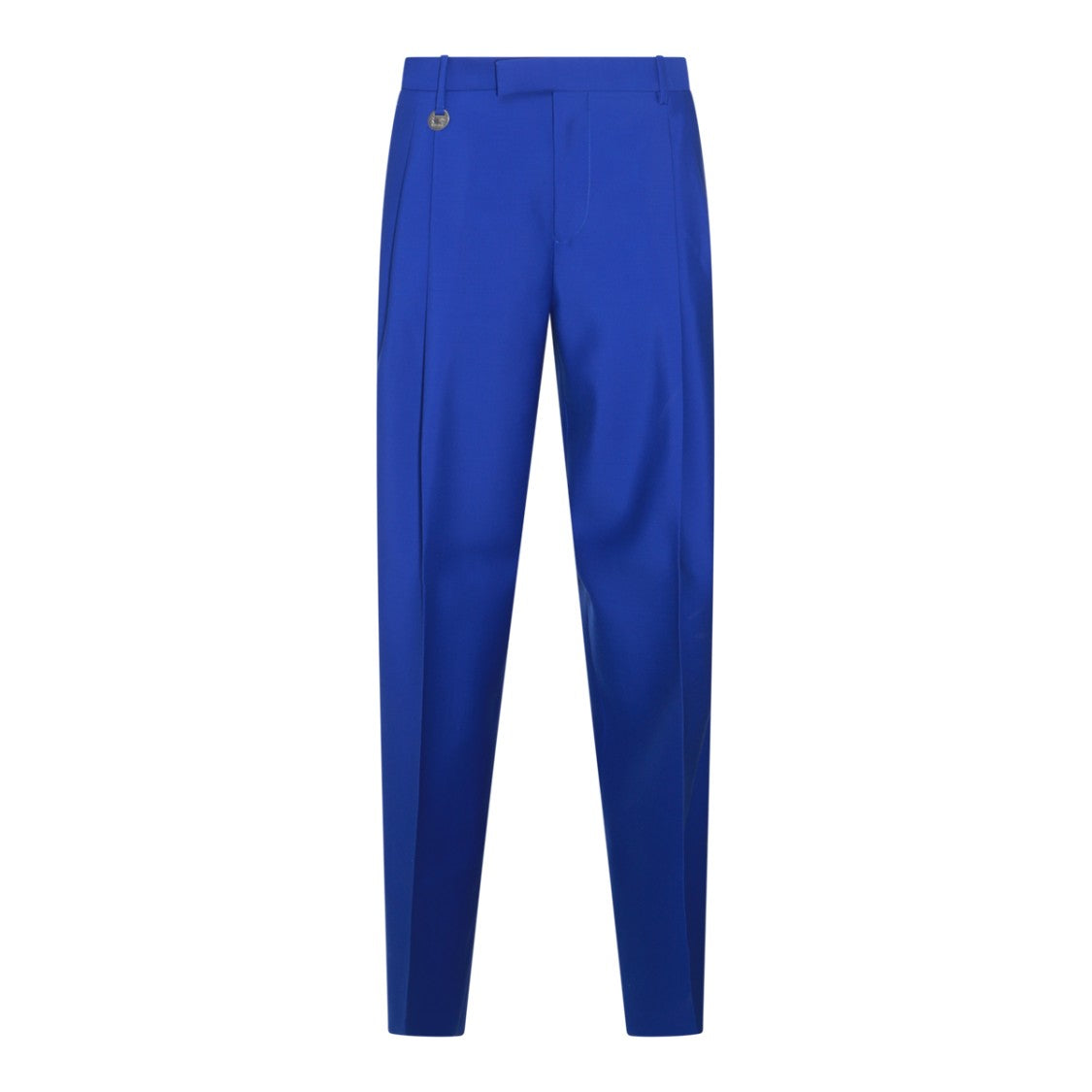 Burberry Vibrant Blue Wool Trousers With Tailored Fit And Ring Embellishment
