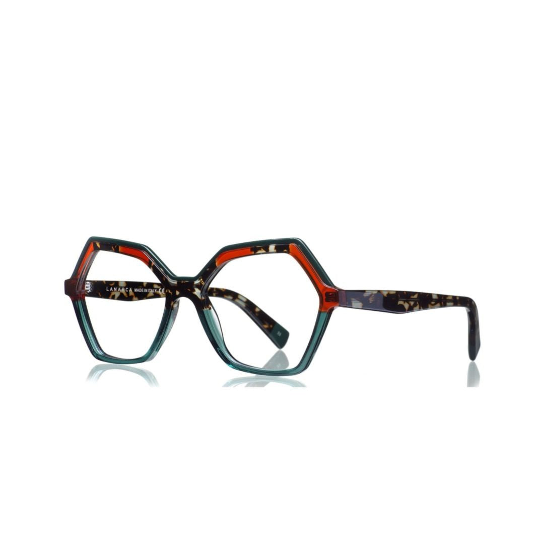 Lamarca Mosaico 147 Geometric Hexagonal Acetate Sunglasses With Artistic Tortoiseshell Pattern