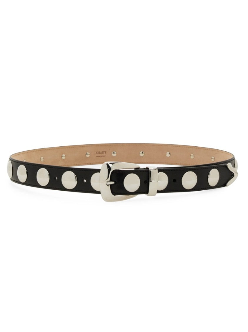 Khaite Benny Slim Round Studs Calfskin Belt