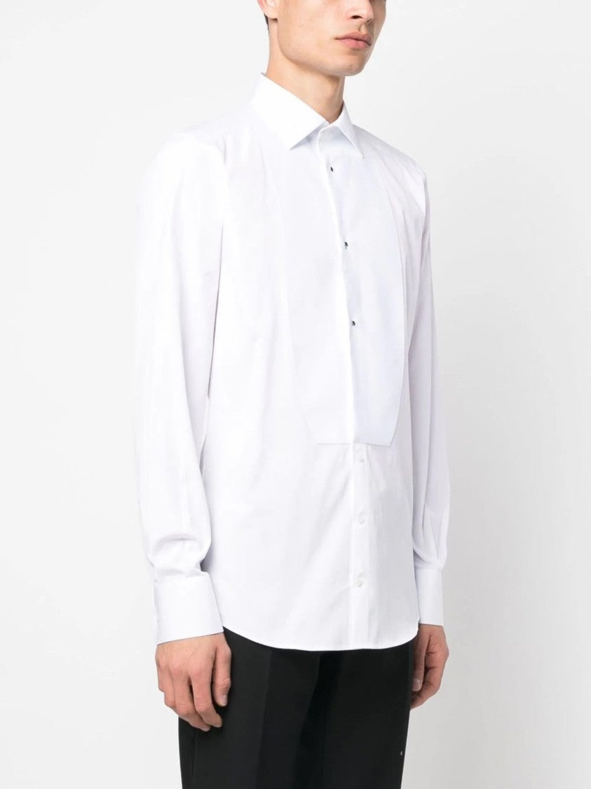 Dolce & Gabbana White Refined Tuxedo Piquet Plastron Shirt