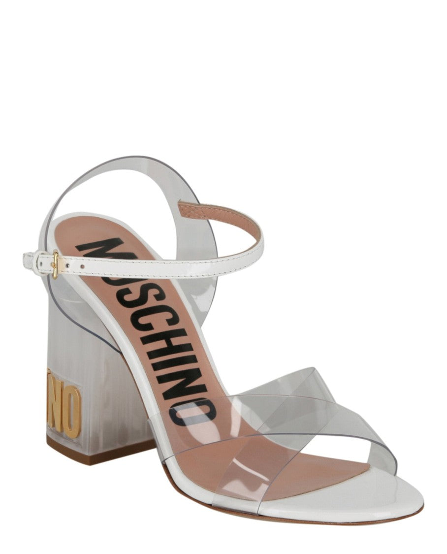 Moschino Transparent Logo Heel Sandals