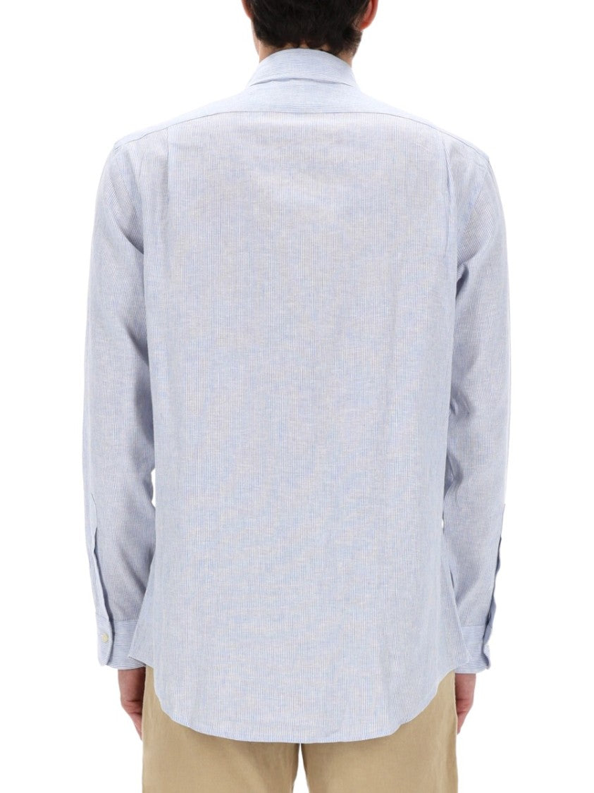 Polo Ralph Lauren Light Blue Stripe Embroidered Logo Shirt