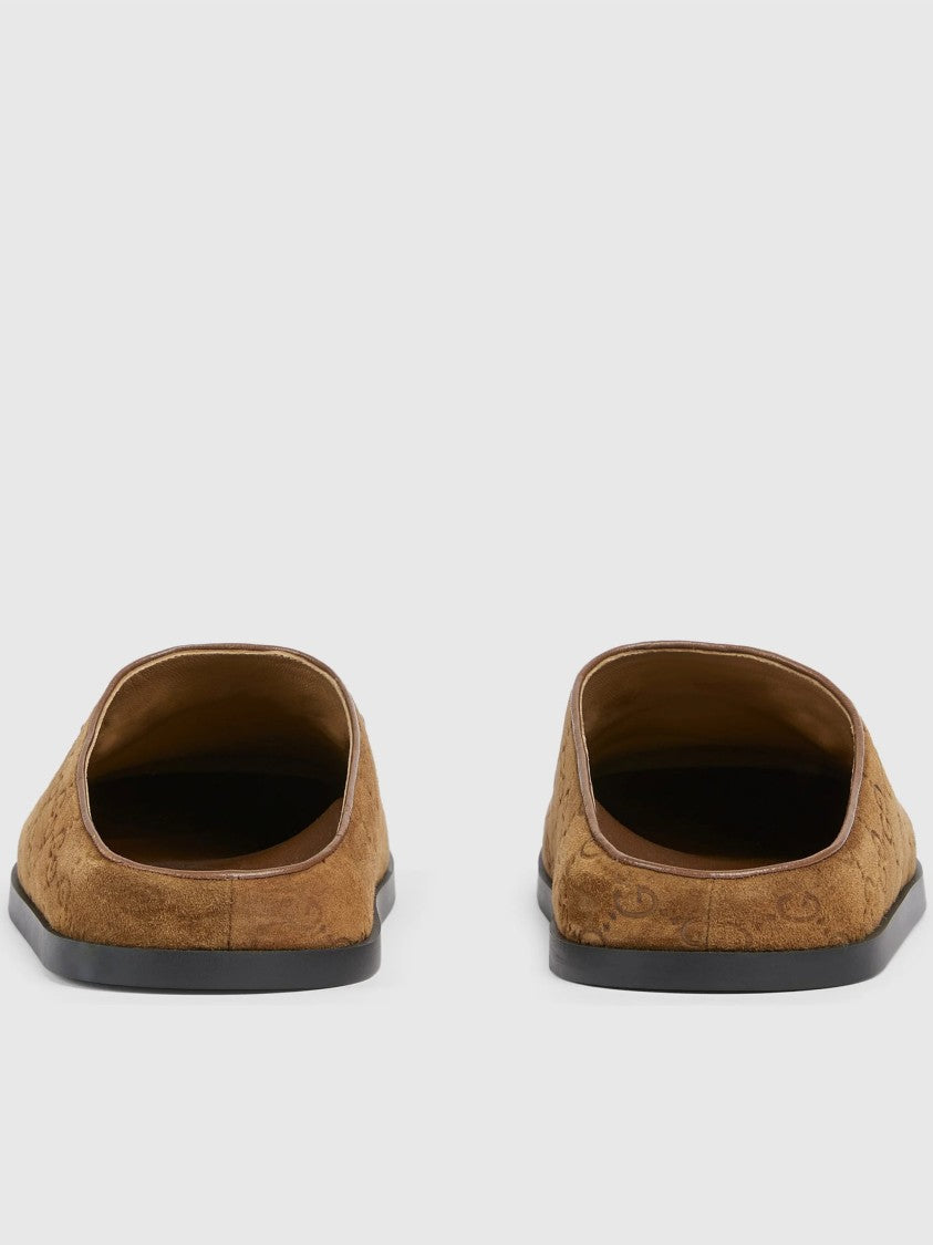 Gucci Brown Newsol Mule Suede Horsebit Mules