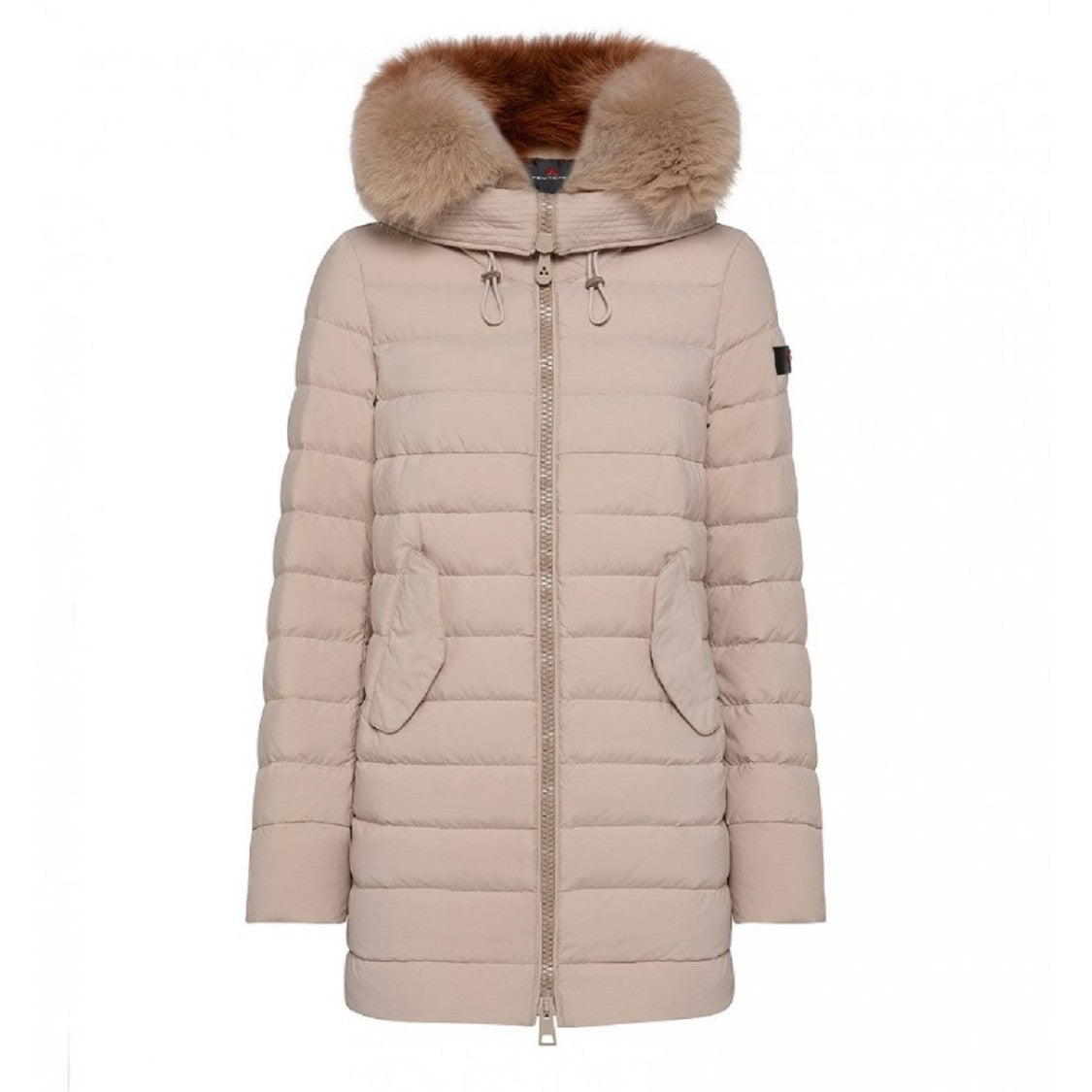 Peuterey Long Quilted Jacket Plush Fox Fur