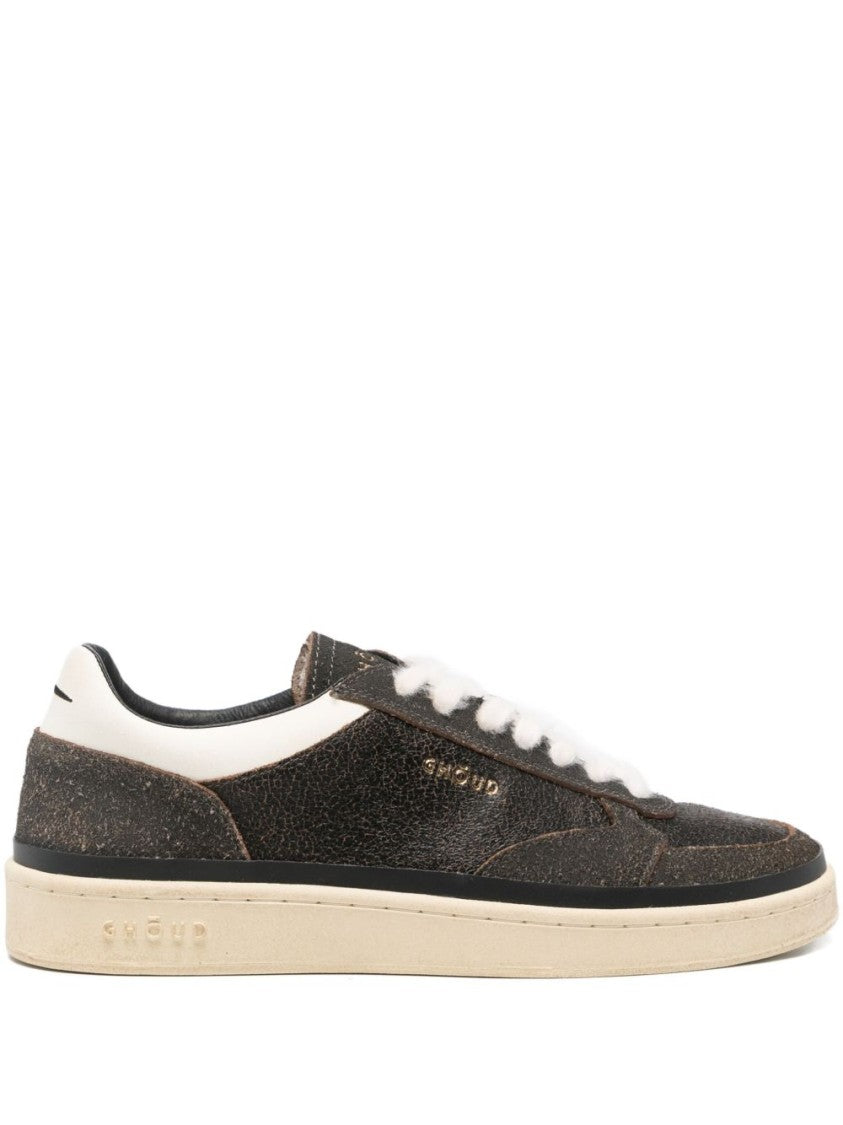 Ghoud Textured Black Leather Low-Top Sneakers