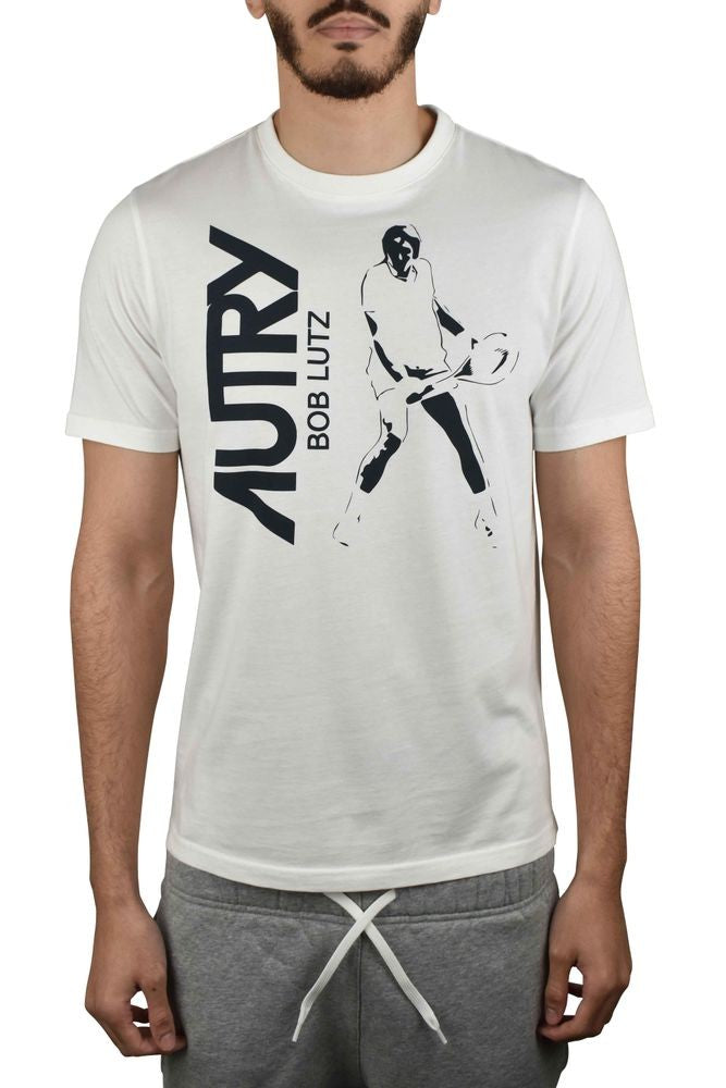 Autry White Cotton T-Shirt With Bold Black Logo Print