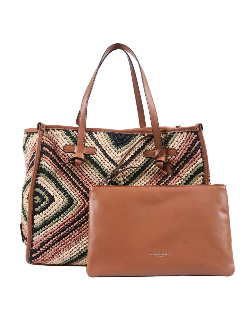 Gianni Chiarini Geometric Pattern Leather Tote Bag