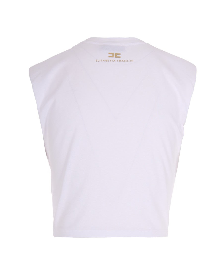 Elisabetta Franchi White Jersey T-Shirt With Knot