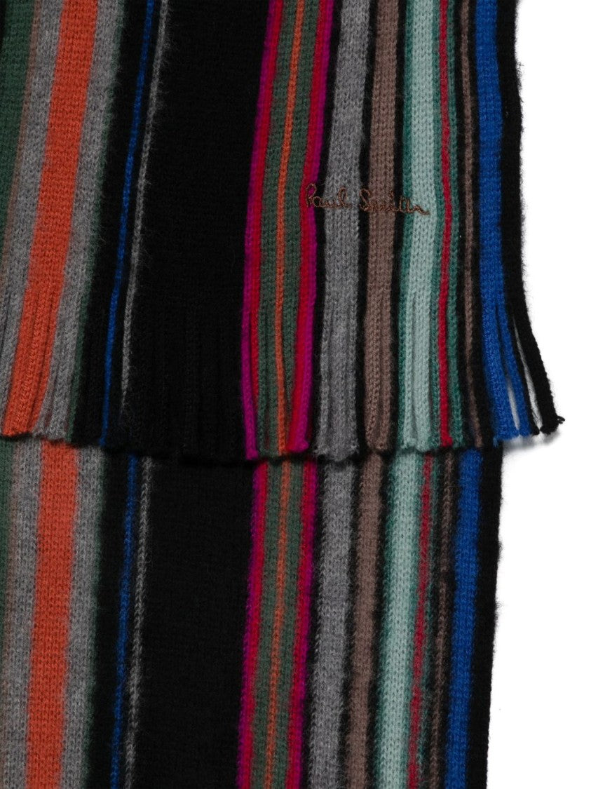 Paul Smith Multicolor Vertical Stripe Ribbed Knit Scarf