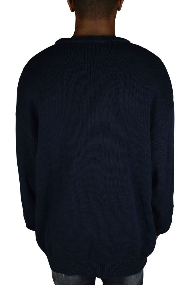 Balenciaga Navy Blue Knit Sweater With Logo Print