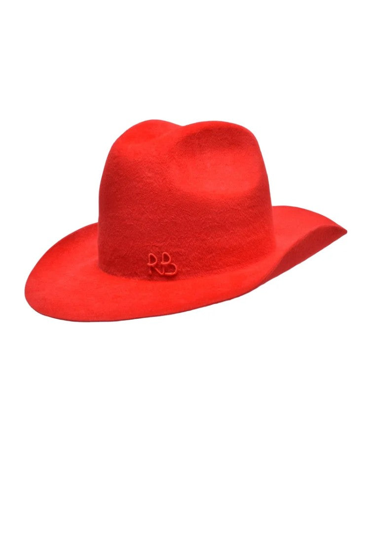 Ruslan Baginskiy Wide-Brimmed Red Hat With Structured Crown