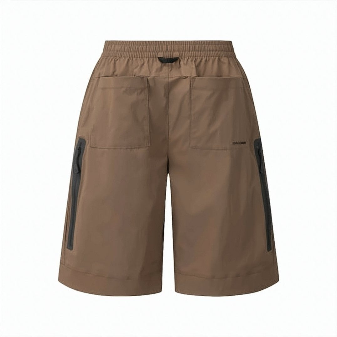 Salomon Relaxed-Fit Brown Shorts With Zippered Pockets And Button Closure