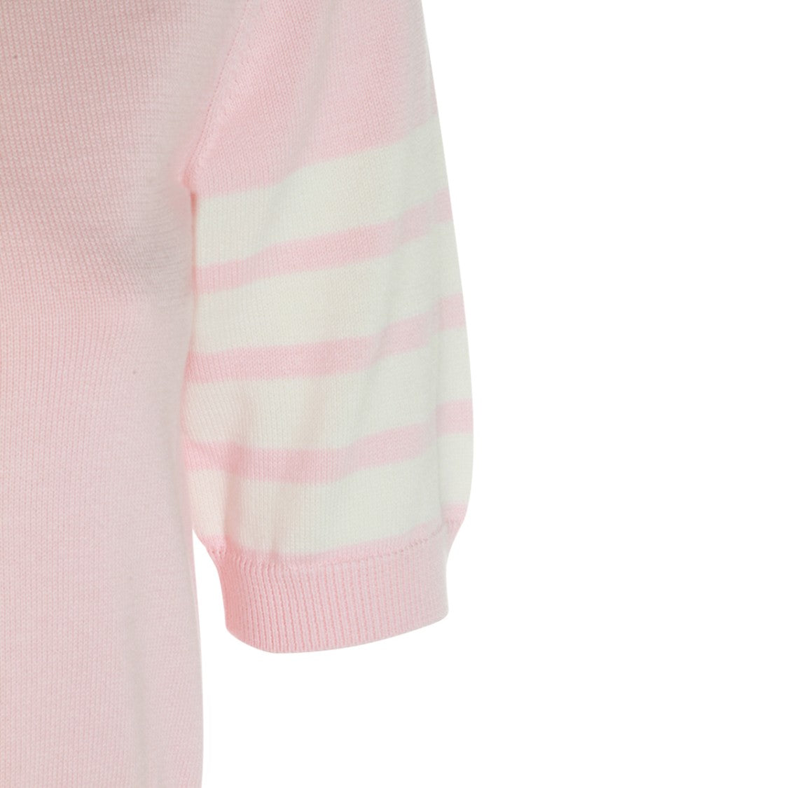 Thom Browne Light Pink Cotton Knit Sweater With Unique Detailing