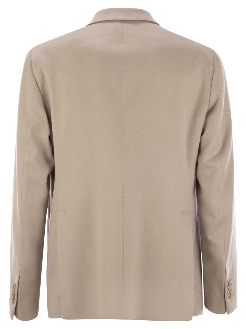 Tagliatore Refined Cashmere Jacket With Iconic Logo Pin