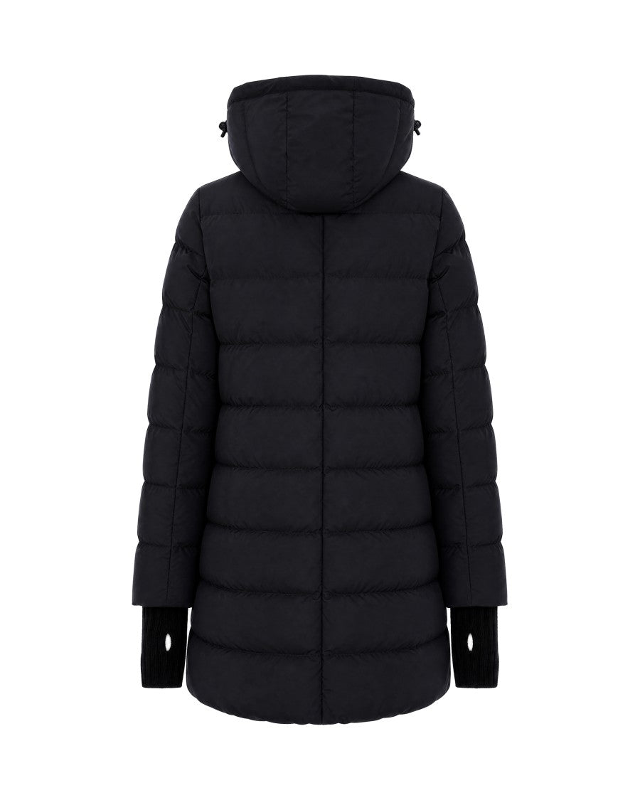 Herno Black Long Hooded Nylon Down Jacket