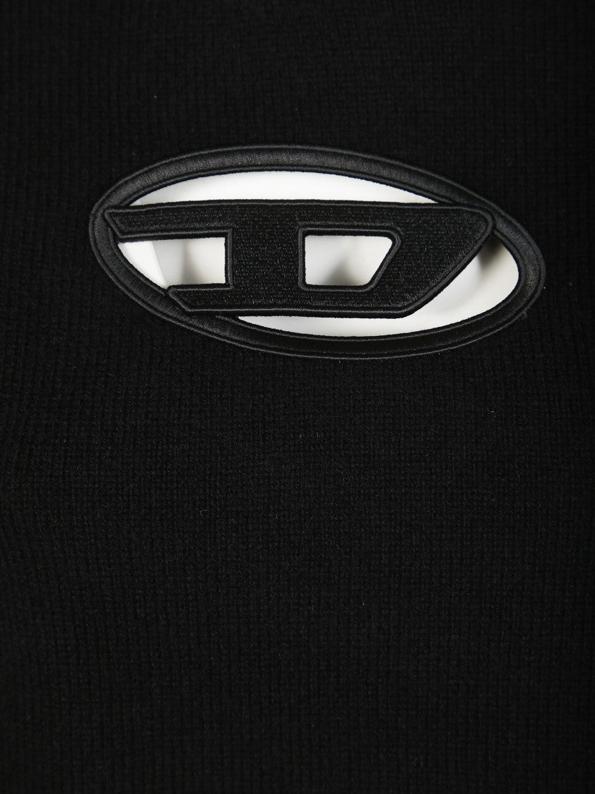 Diesel Cropped Slim-Fit Knit Top With Oval Cut-Out And Logo Detail