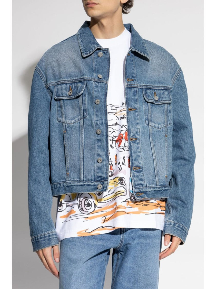 Jacquemus Medium Blue Washed Denim Flap Jacket