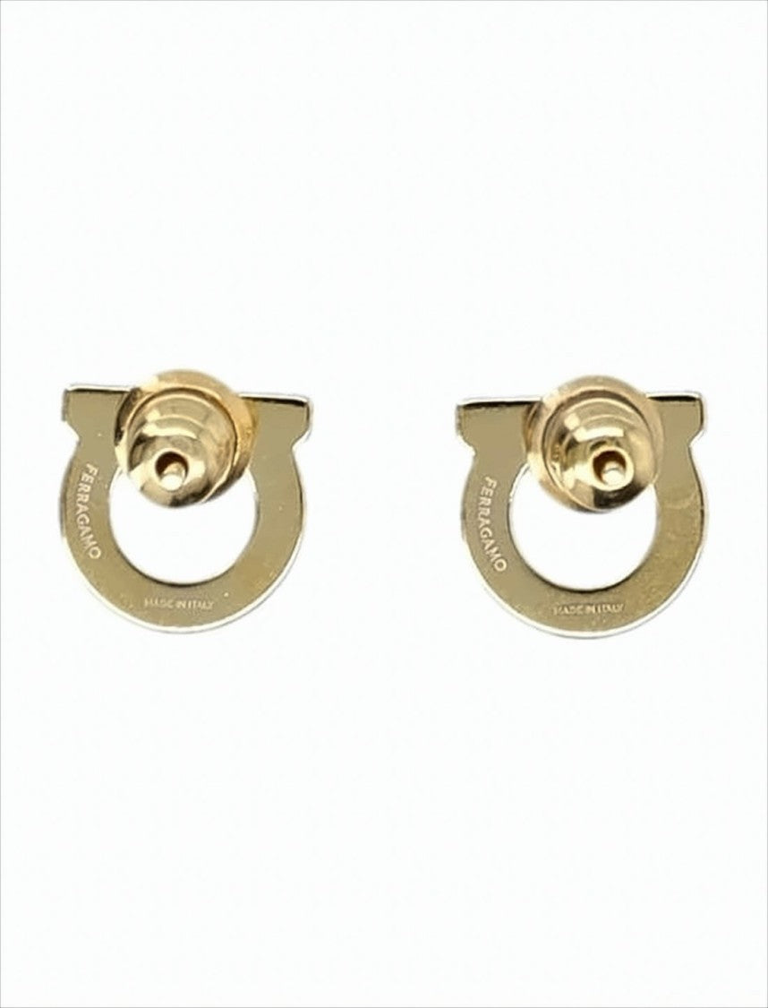 Salvatore Ferragamo Open Hoop Earrings With Sparkling Stone Accents In Polished Gold-Tone Finish
