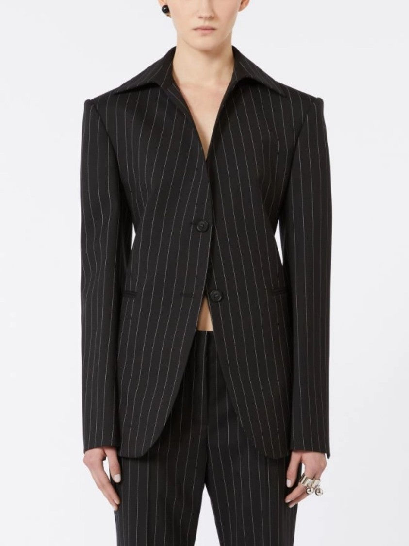 Sportmax Black Pinstripe Single Button Jacket