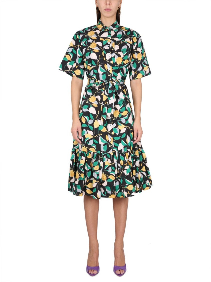 la double j shirt dress Icon printed silk-twill maxi shirt dress - multi