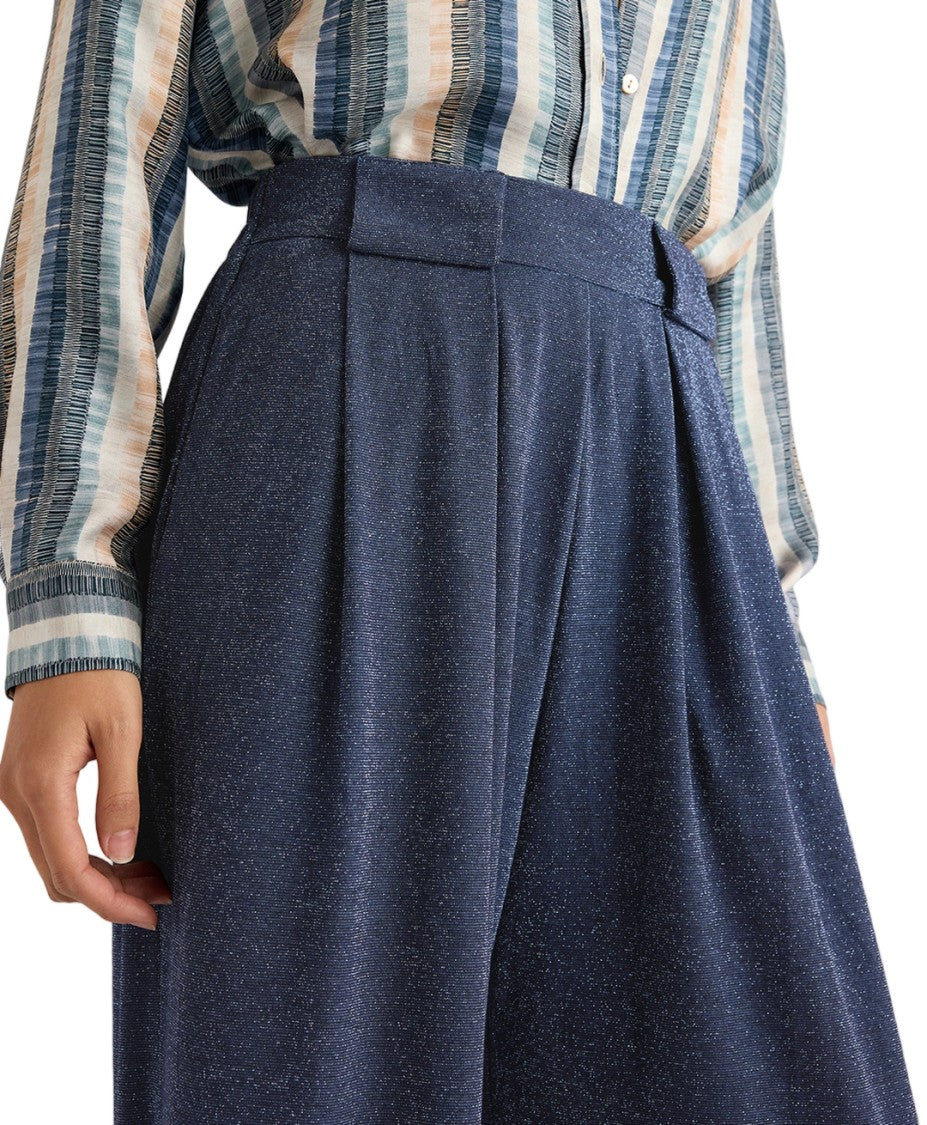 Momonì Lurex Front-Pleat Wide-Leg Pants