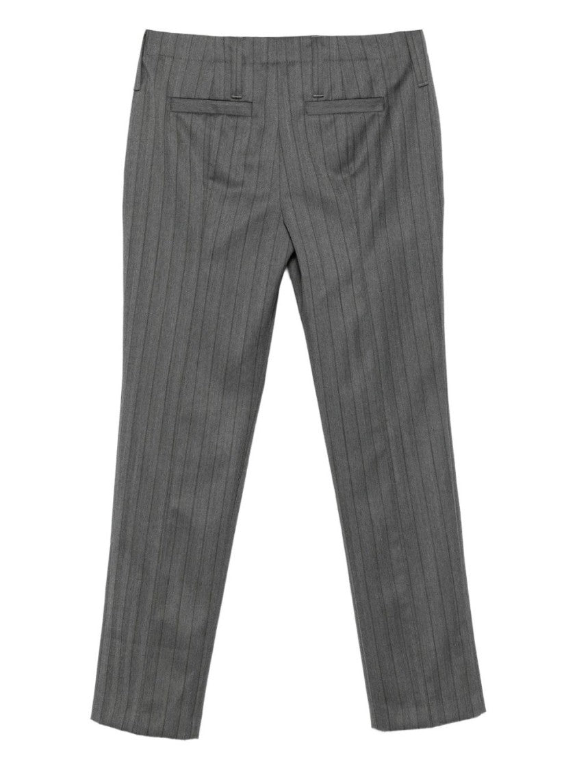 Alexander Mcqueen Cropped Grey Trousers With Vertical Pinstripe
