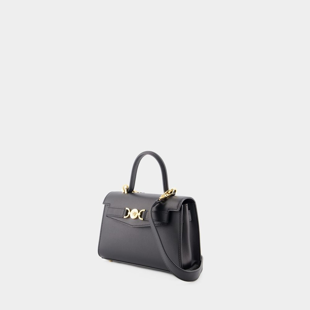 Versace Small Top Handle Bag - Leather - Black