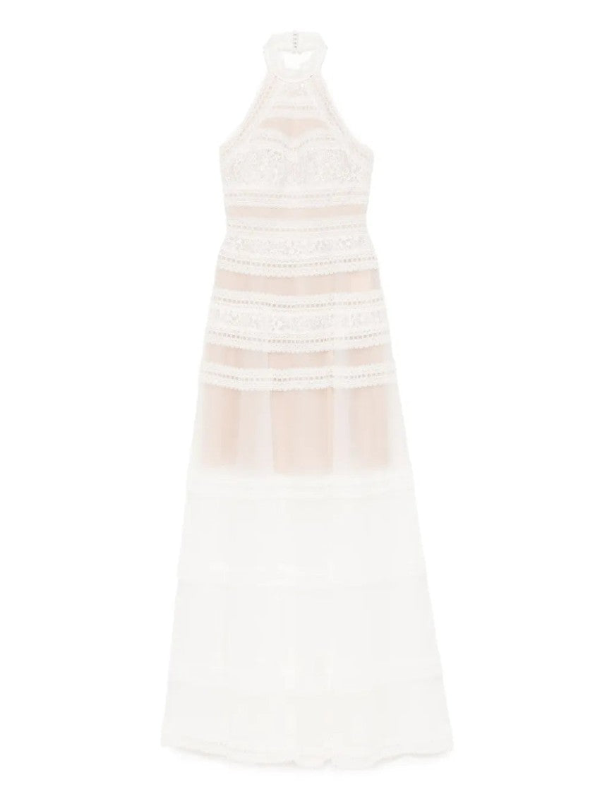 Saiid Kobeisy Lace Striped Long Dress