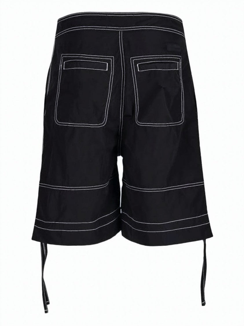 Ami Paris Straight Cut Shorts With Contrast Stitching