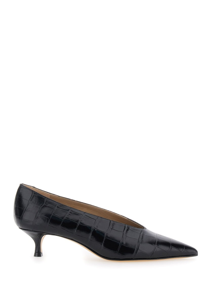 Le Monde Béryl Pointed Toe Pumps With Crocodile Textured Finish