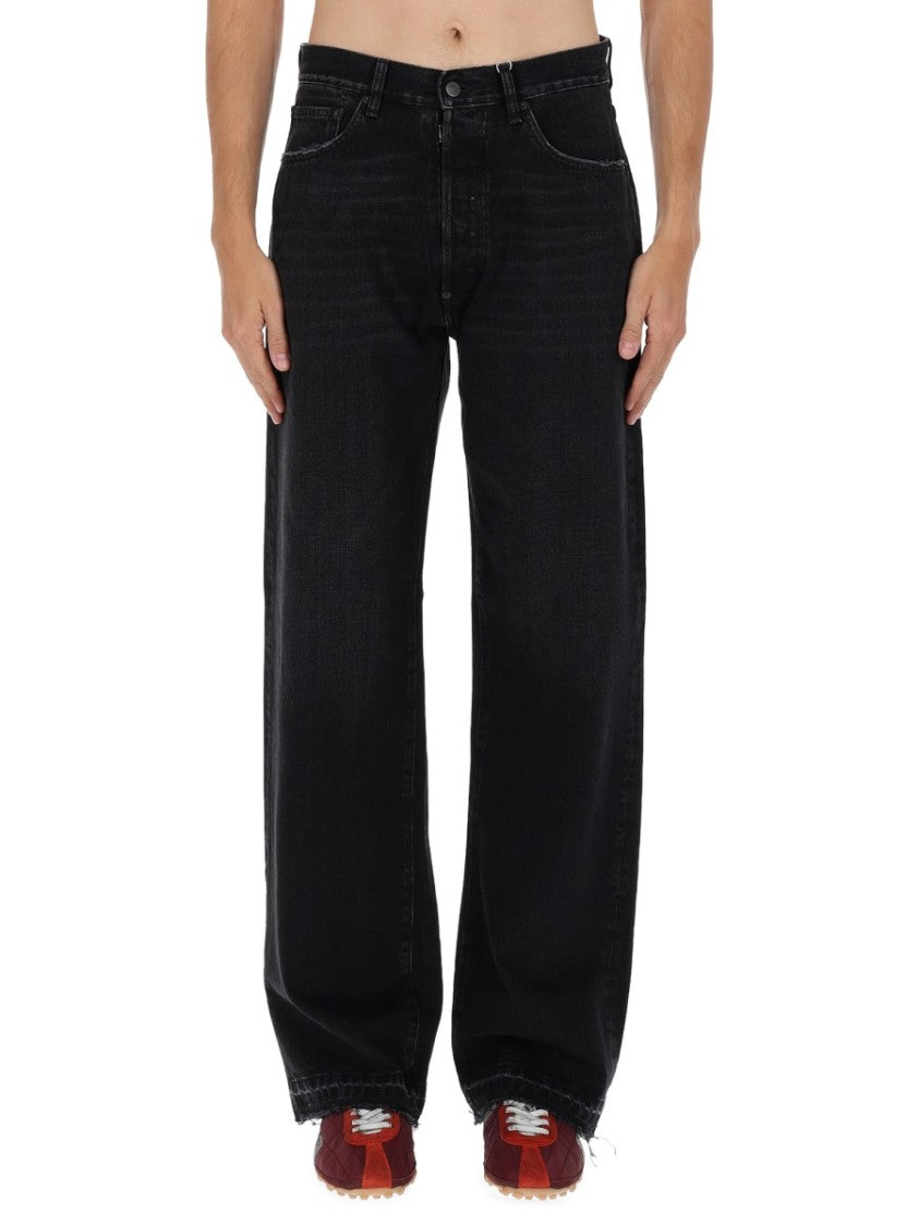 Maison Margiela Black Cotton Faded Raw-Hem Jeans