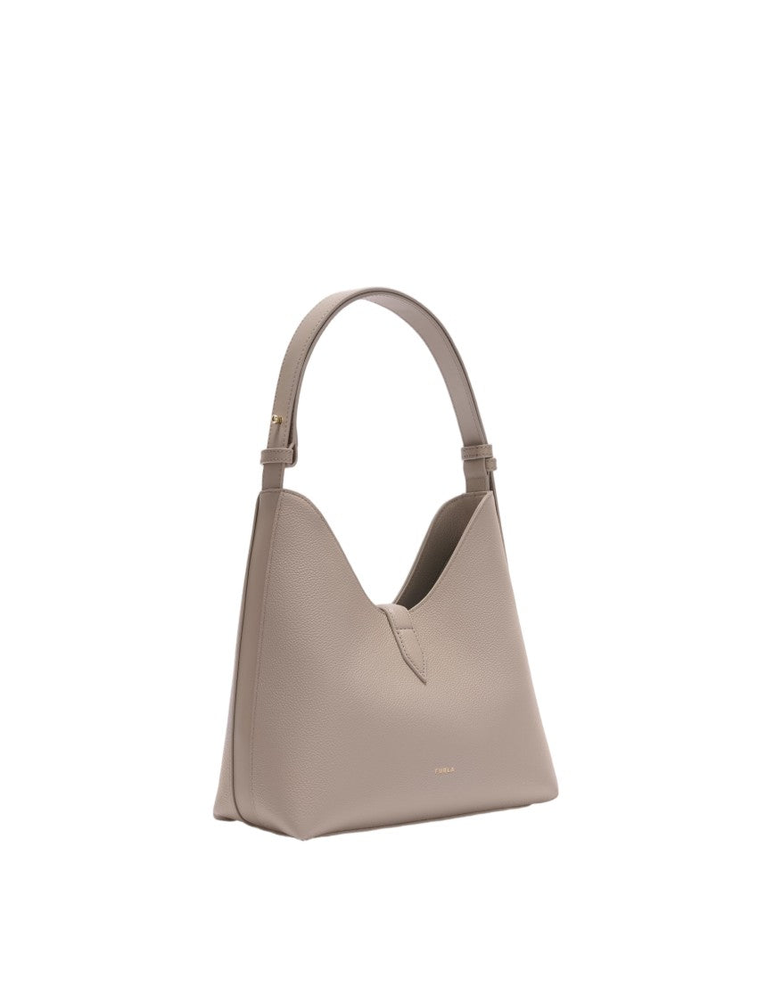 Furla Structured Hobo Bag In Smooth Linen Calfskin Leather