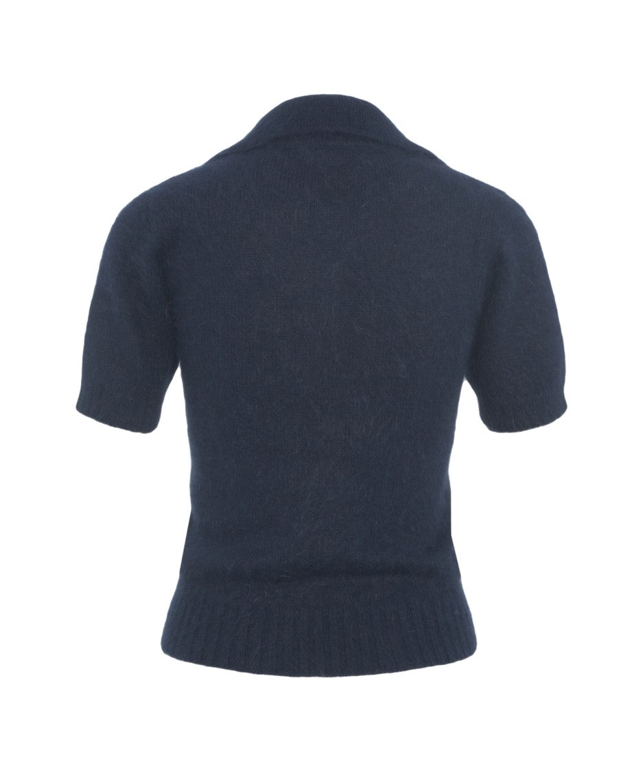 Roberto Collina Polo Sweater In Soft Knit With Ribbed Details